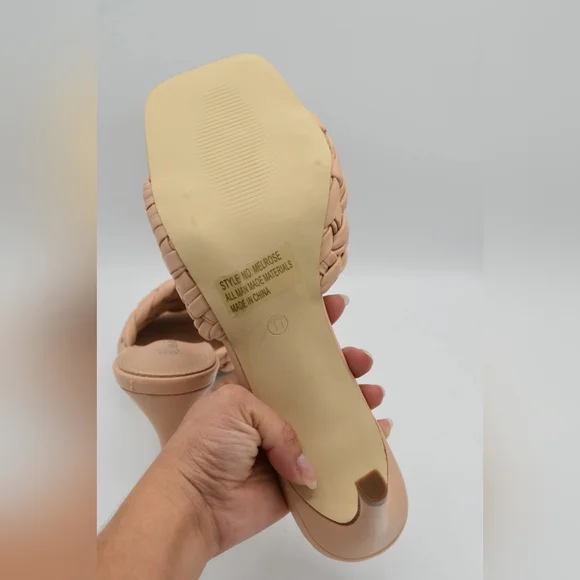 Beige Woven Heeled Sandals - Picture 4 of 4